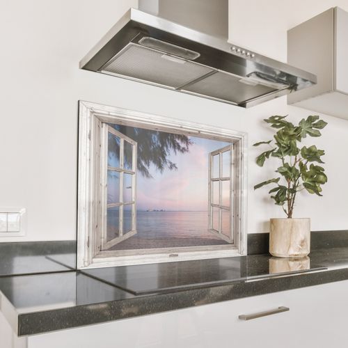 Spatscherm Aluminium - Strandzicht bij de Avondschemering