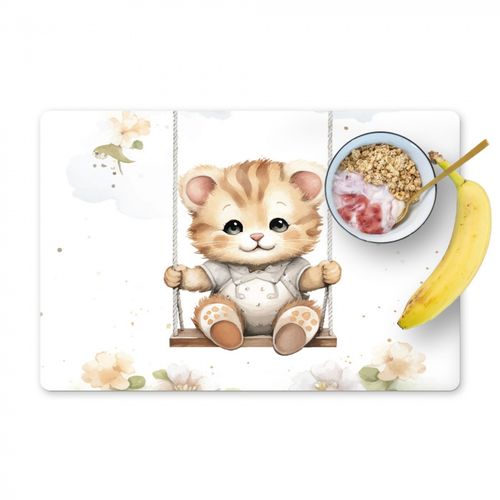 Placemat vinyl - Beer - Baby - Dier - Kinderen - Babykamer - Kinderkamer - Bloemen