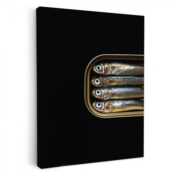 Canvas schilderij - Sardines - Blik - Zwart - Vissen