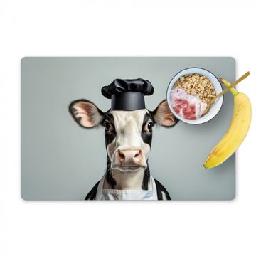 Placemat vinyl - Koe - Zwart - Wit - Kok