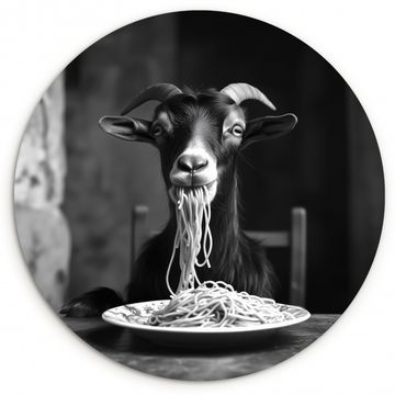 Muurcirkel - Geit - Bord - Spaghetti - Zwart Wit