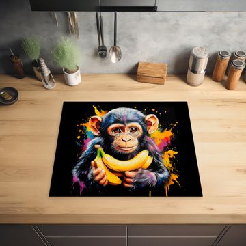 Inductie beschermer - Aap - Graffiti - Kleurrijk - Bananen - Modern