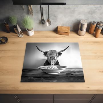 Inductie beschermer - Schotse Hooglander - Spaghetti - Dieren - Zwart wit
