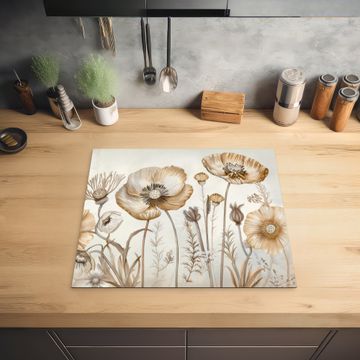 Inductie beschermer - Bloemen - Beige - Natuur - Illustratie