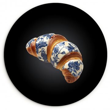 Muurcirkel - Croissant - Bloemenpatroon - Delftsblauw