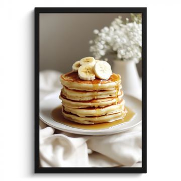 Poster met lijst - Pannenkoeken - Banaan - Siroop - Wit - Beige