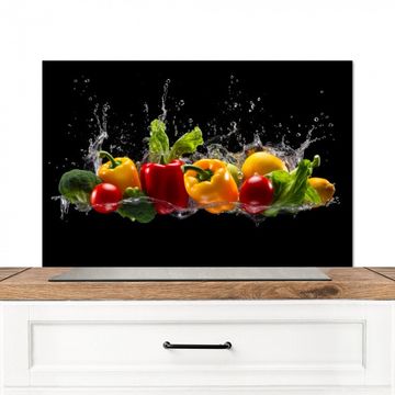 Spatscherm Aluminium - Paprika - Water - Groente - Zwart