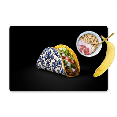 Placemat vinyl - Taco - Vlees - Salade - Delftsblauw - Motief