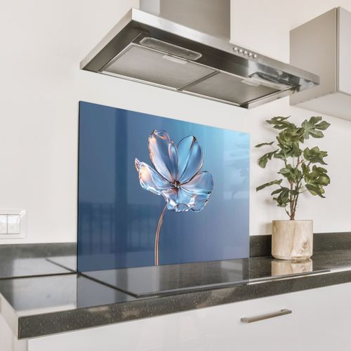 Spatscherm Aluminium - Blauw - Bloem - Glazen - Sierlijk