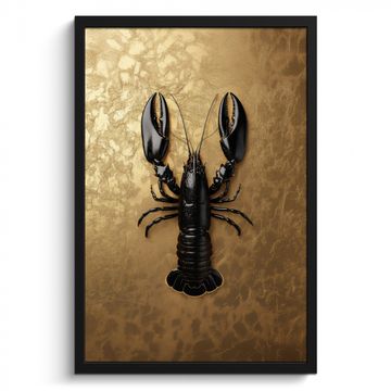 Poster met lijst - Kreeft - Zwart - Goud - Luxe