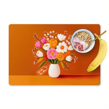 Placemat vinyl - Vaas - Bloemen - Oranje