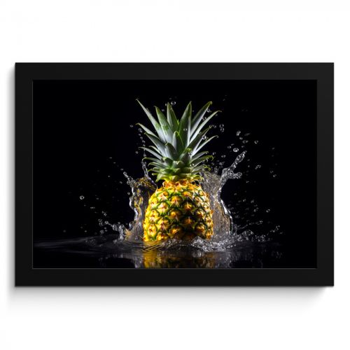 Poster met lijst - Ananas - Fruit - Water - Planten - Zwart