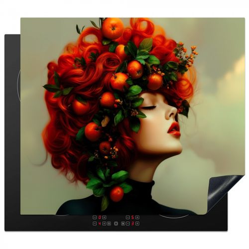 Inductie beschermer - Vrouw - Appels - Rood - Bladeren