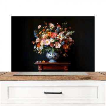 Spatscherm Aluminium - Boeket - Roze - Bloemen - Vaas