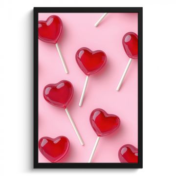 Poster met lijst - Lollies - Hartjes - Roze