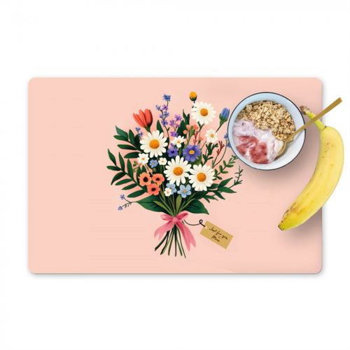 Placemat vinyl - Margrieten - Boeket - Strikje - Roze