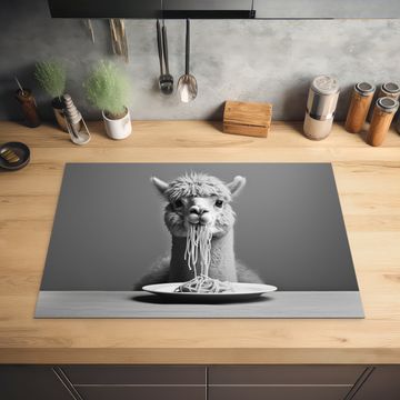 Inductie beschermer - Alpaca - Pasta - Zwart - Wit - Grappig - Dieren