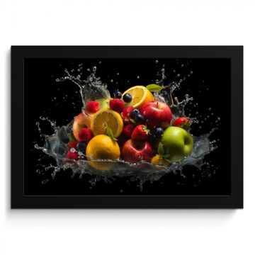 Poster met lijst - Fruit - Appel - Sinaasappel - Rode vruchten - Water