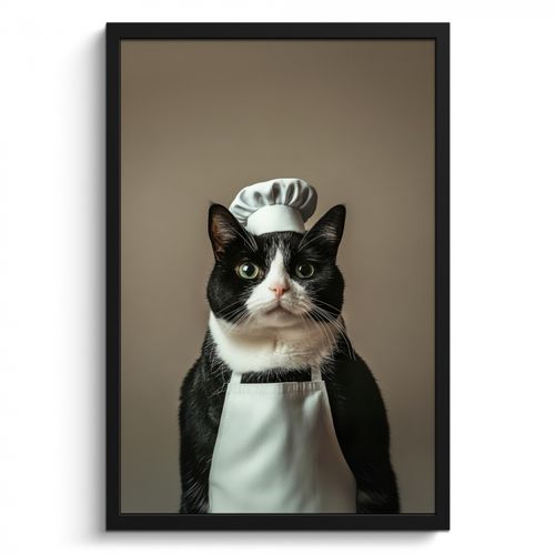 Kat - Kokskleding - Zwart - Wit