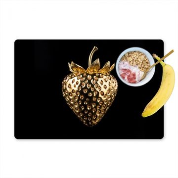 Placemat vinyl - Aardbei - Goud - Zwart - Chrome