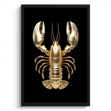 Poster met lijst - Kreeft - Goud - Textuur - Zwart