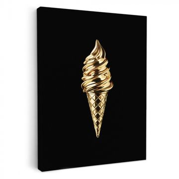Canvas schilderij - Ijs - Goud - Zwart - Eten