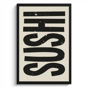 Poster met lijst - Zwart - Sushi - Japandi - Vintage
