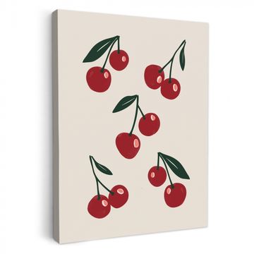 Canvas schilderij - Kersen - Blaadjes - Rood