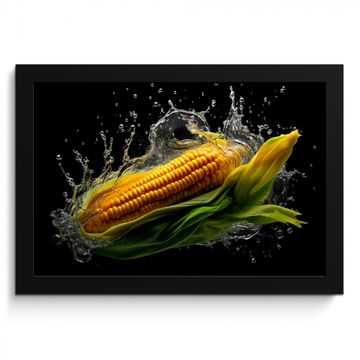 Poster met lijst - Maïs - Groente - Planten - Zwart - Water