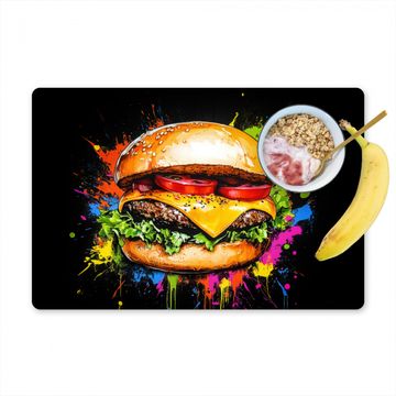 Placemat vinyl - Hamburger - Graffiti - Verf - Kleurrijk - Eten - Abstract