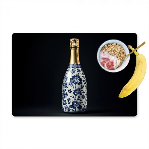 Placemat vinyl - Champagne - Bloemen - Goud - Chique