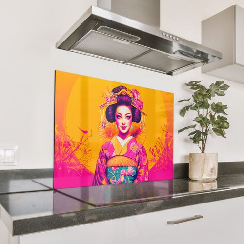 Spatscherm Aluminium - Bloemen - Vrouw - Kimono - Roze