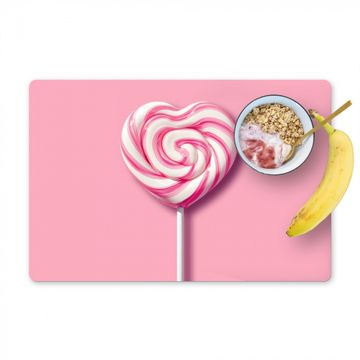 Placemat vinyl - Snoep - Lolly - Hart- Roze