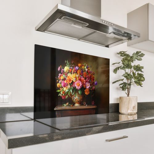 Spatscherm Aluminium - Kleuren - Boeket - Vaas - Hout