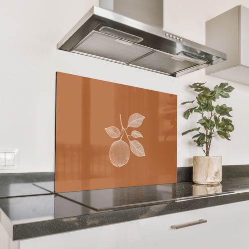 Spatscherm Aluminium - Sinaasappel - Getekend - Bladeren - Bruin