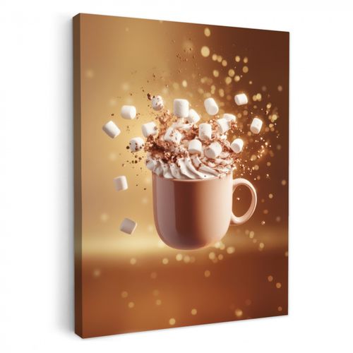 Canvas schilderij - Chocomelk - Drinken - Warm - Bruin