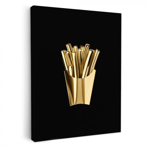 Canvas schilderij - Friet - Goud - Chrome - Eten