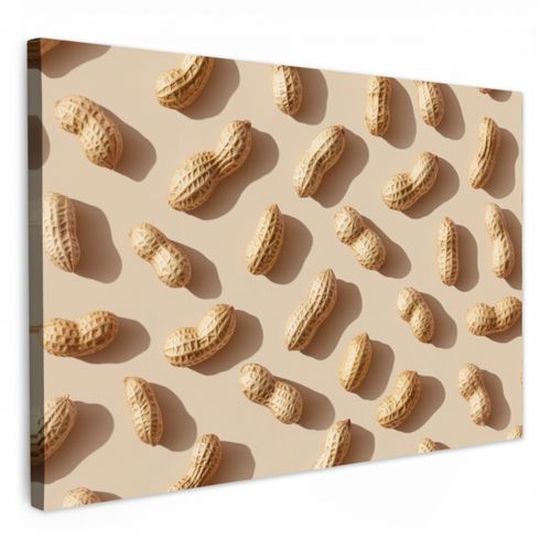 Canvas schilderij - Pinda's - Patroon - Beige