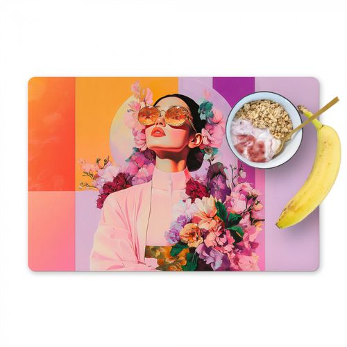 Placemat vinyl - Portret - Vrouw - Abstract - Bloemen