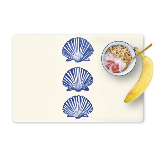 Placemat vinyl - Schelpen - Blauw - Patroon