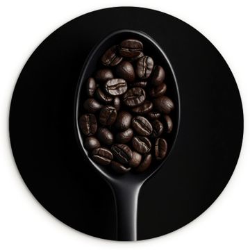Muurcirkel - Koffiebonen - Lepel - Zwart