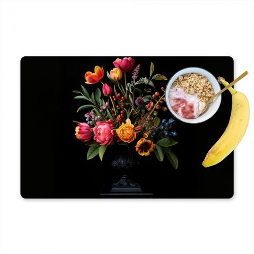 Placemat vinyl - Tulpen - Bessen - Boeket - Vaas