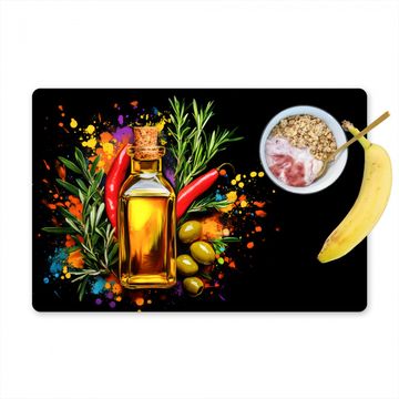 Placemat vinyl - Olijfolie - Graffiti - Peper - Olijven - Modern