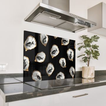 Spatscherm Aluminium - Oesters - Zwart - Vissen - Goud