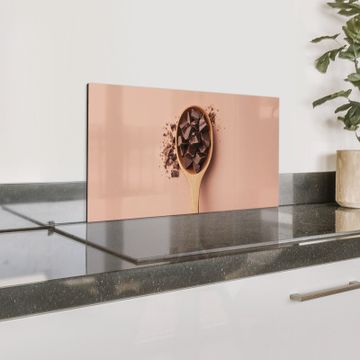 Spatscherm Aluminium - Chocola - Hout - Lepel