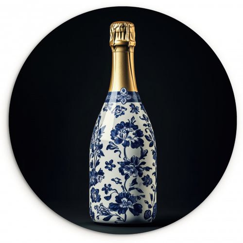 Muurcirkel - Champagne - Bloemen - Goud - Chique