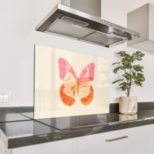 Spatscherm Aluminium - Oranje - Vlinder - Minimalistisch