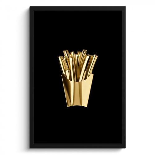 Poster met lijst - Friet - Goud - Chrome - Eten