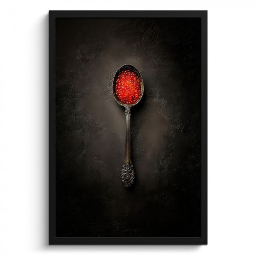 Poster met lijst - Zwart - Lepel - Caviar