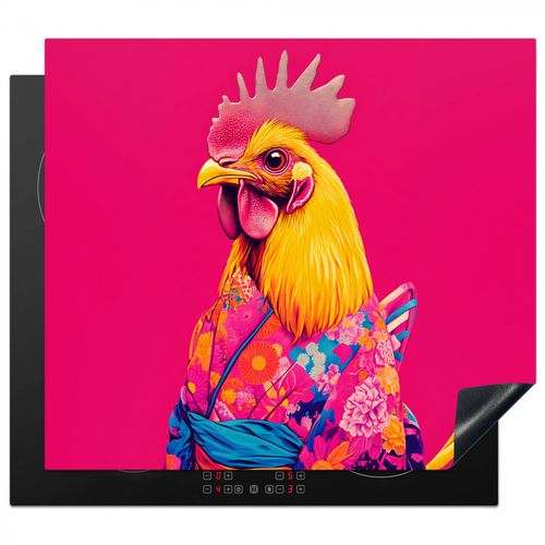 Inductie beschermer - Haan - Kleurrijk - Kimono - Roze